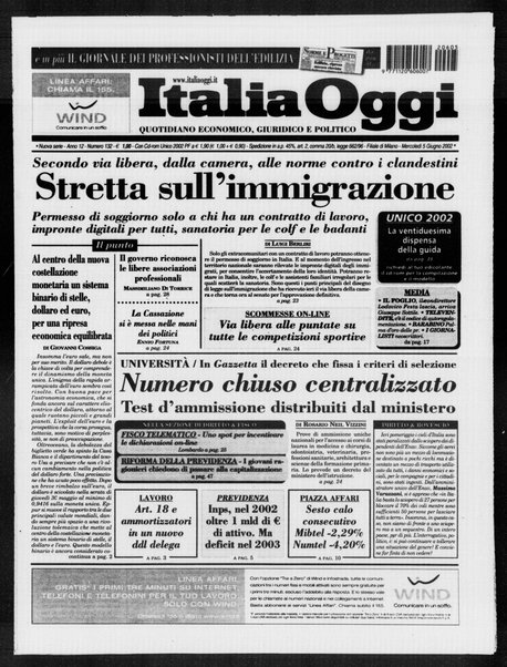 Italia oggi : quotidiano di economia finanza e politica